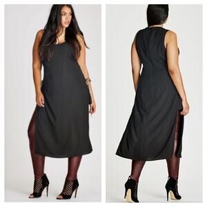 Like New City Chic Small (16) black extra long tunic w/ lace up side tie detail